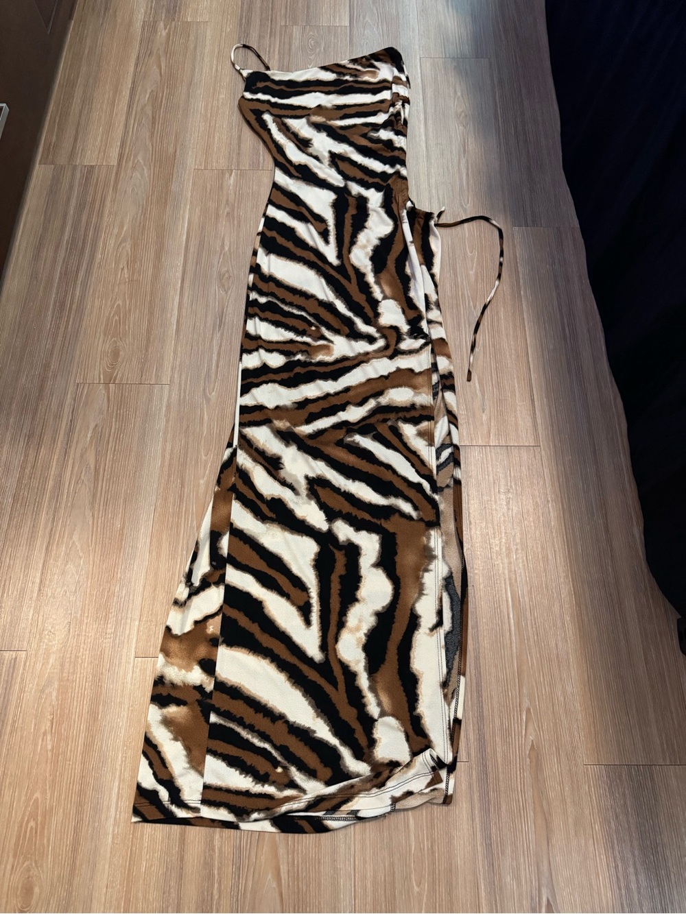 Windsor Zebra-Print Maxi Dress - Brown, Black & White size L